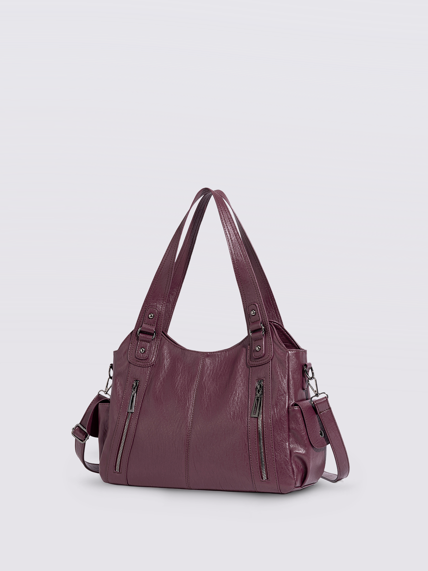 Handtasche mit Reißverschlusstaschen und abnehmbarem Trageriemen