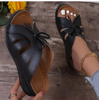 Women's Sandals with Bow and Wedge Heel – Orthopedic Insole