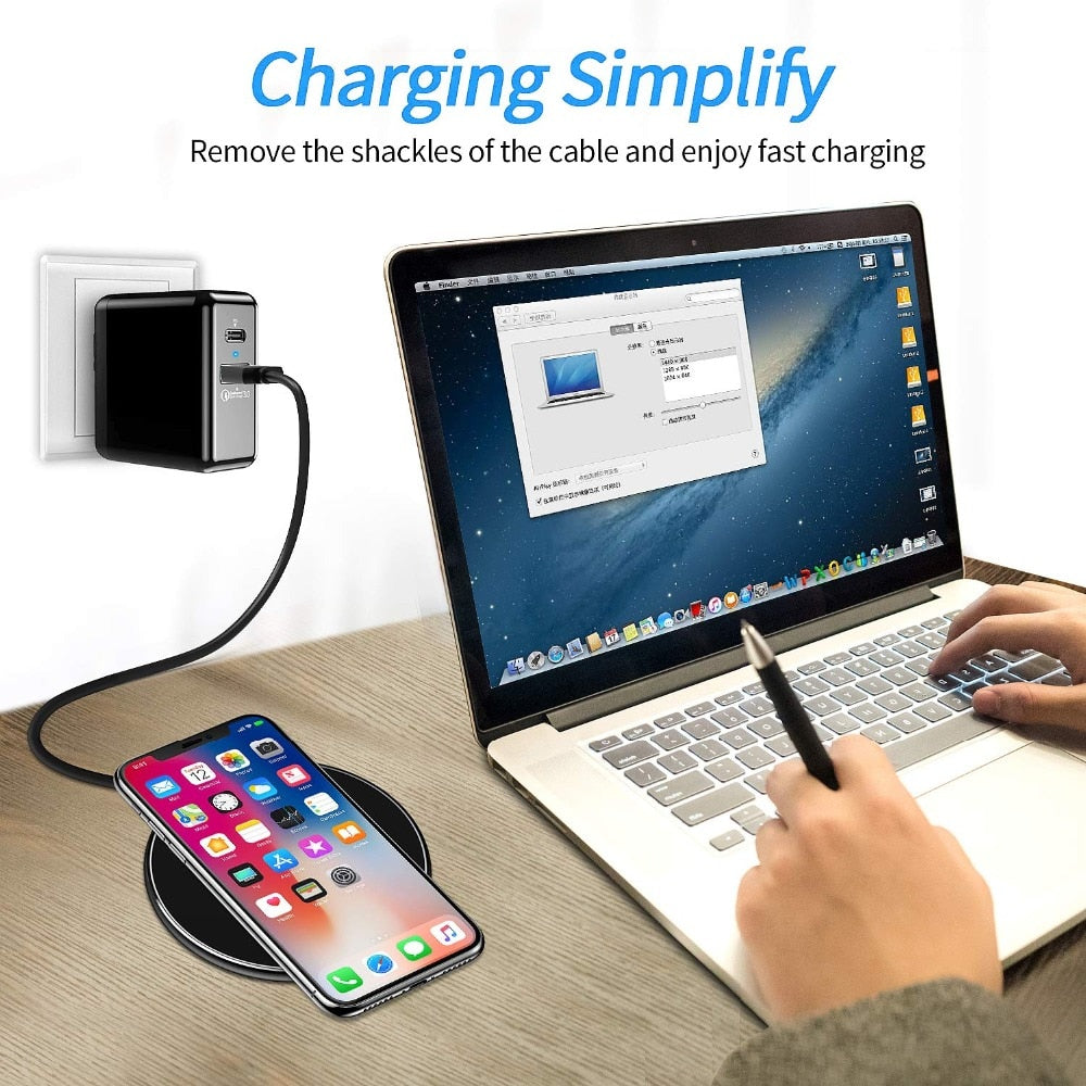 Drahtlose Ladestation 30W mit LED-Ring und USB-C-Kabel