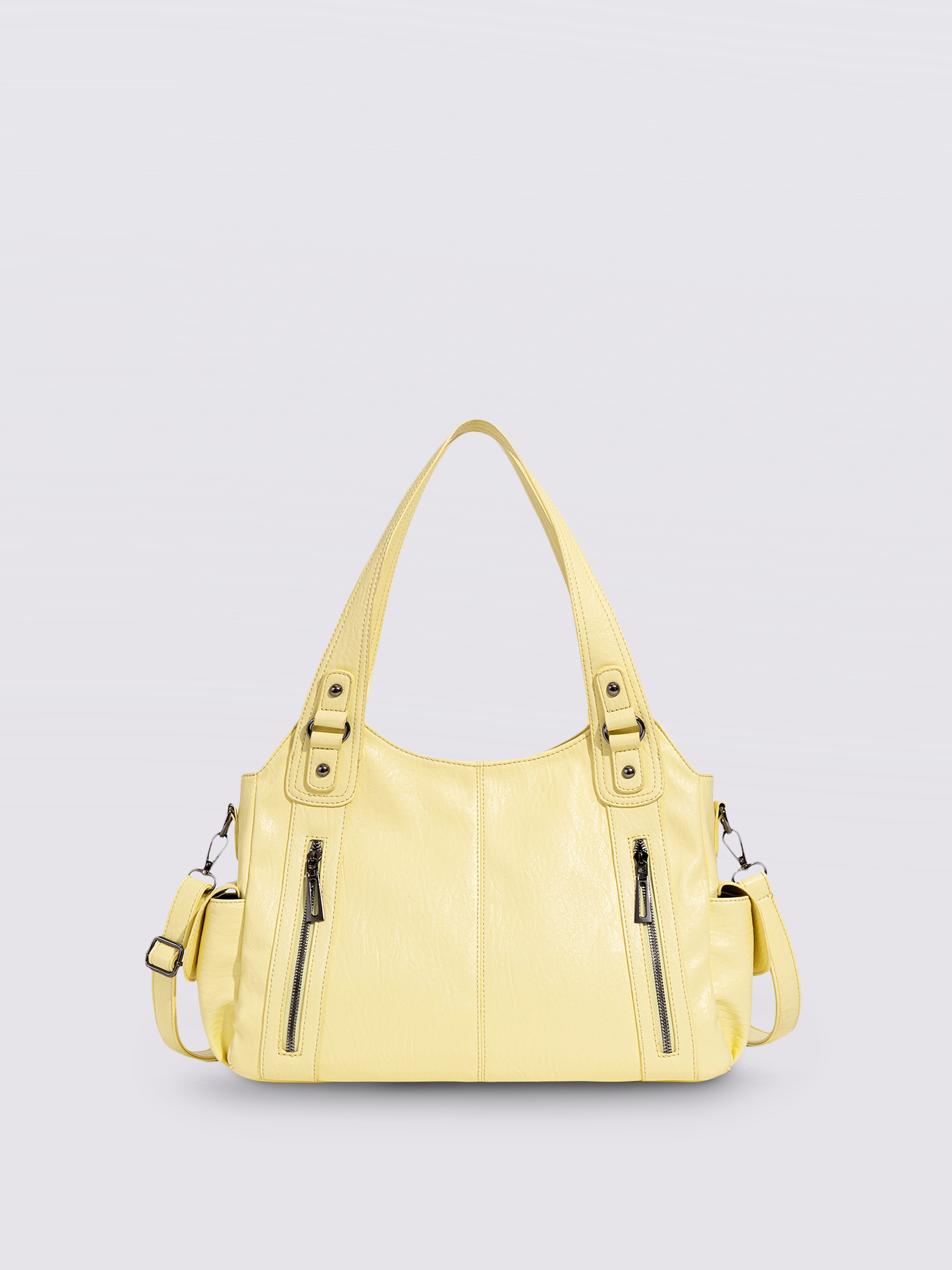 Handtasche mit Reißverschlusstaschen und abnehmbarem Trageriemen