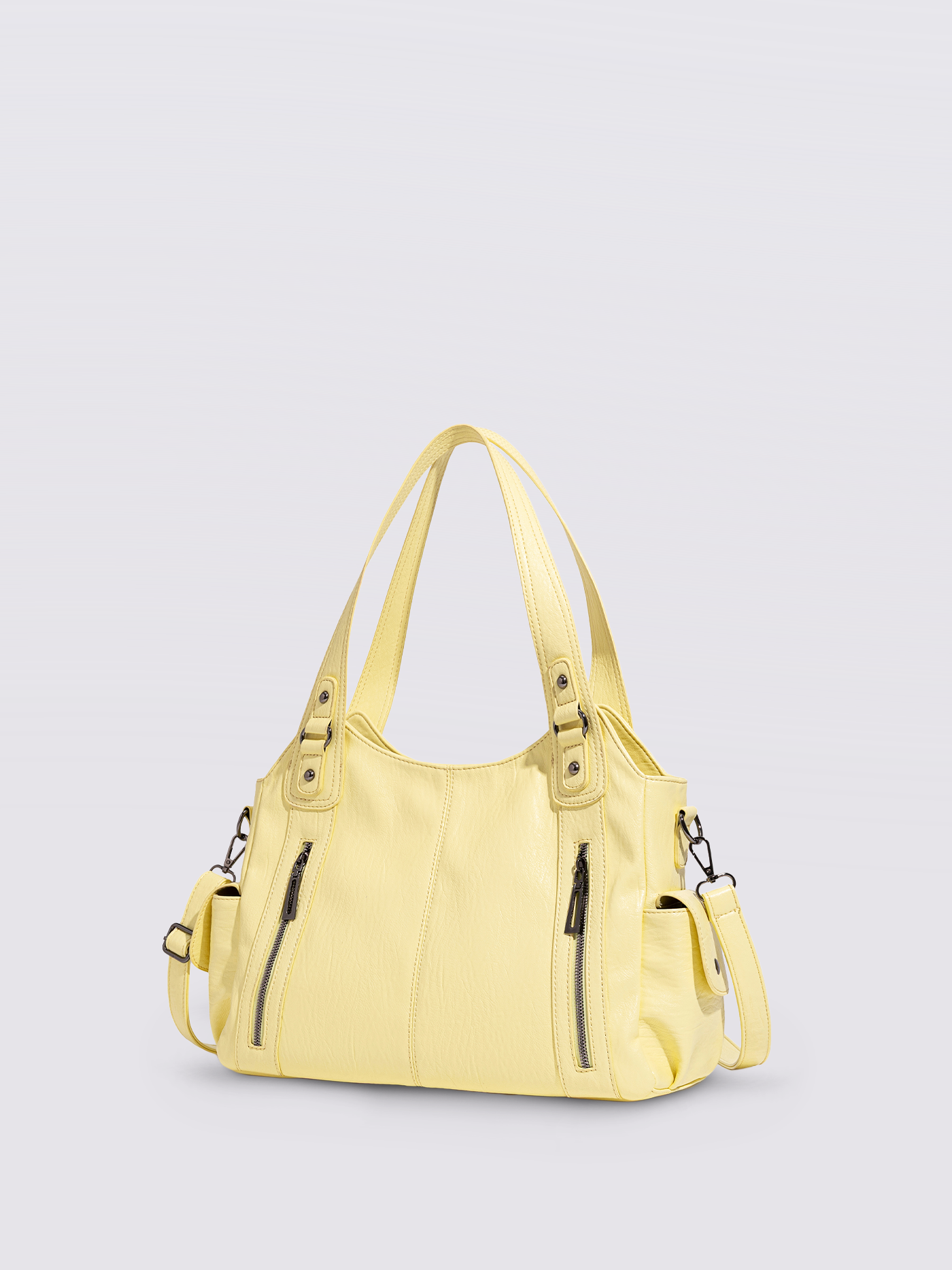 Handtasche mit Reißverschlusstaschen und abnehmbarem Trageriemen