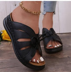 Women's Sandals with Bow and Wedge Heel – Orthopedic Insole