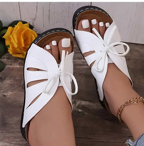Women's Sandals with Bow and Wedge Heel – Orthopedic Insole
