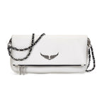Clutch with rhinestone details and chain shoulder strap
