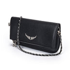 Clutch with rhinestone details and chain shoulder strap