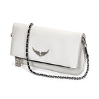 Clutch with rhinestone details and chain shoulder strap