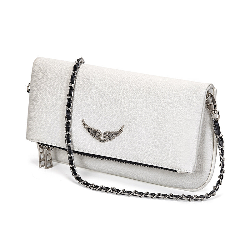 Clutch with rhinestone details and chain shoulder strap